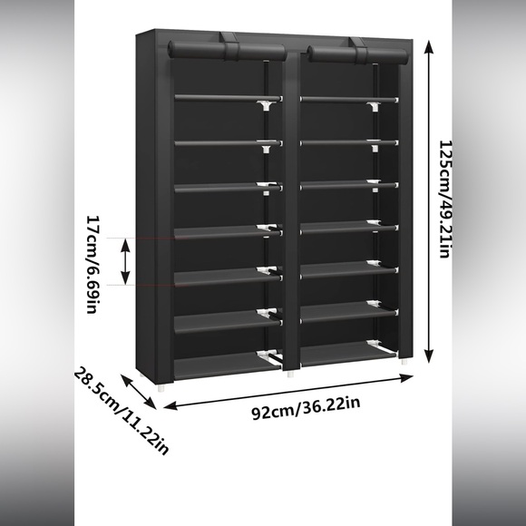 7-Tier Shoe Storage Organizer with Dustproof Cover - Picture 2 of 4